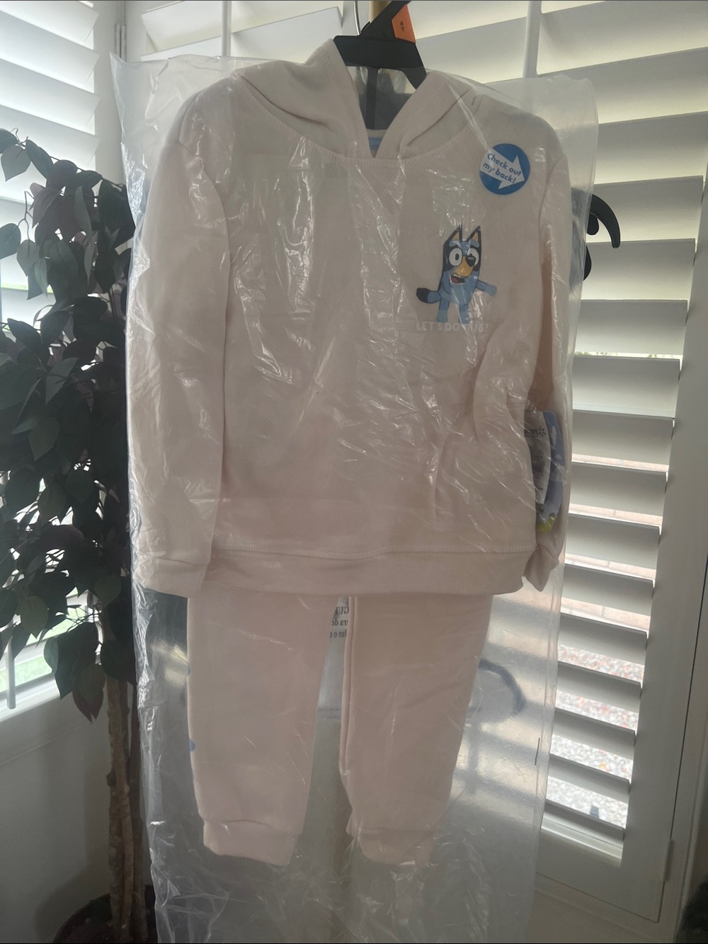 4T kids Hoodie and Jogger Set with Cartoon Blue Character - Cream